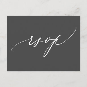Invitation Carte Postale Calligraphie moderne simple Noir Blanc Mariage RSV