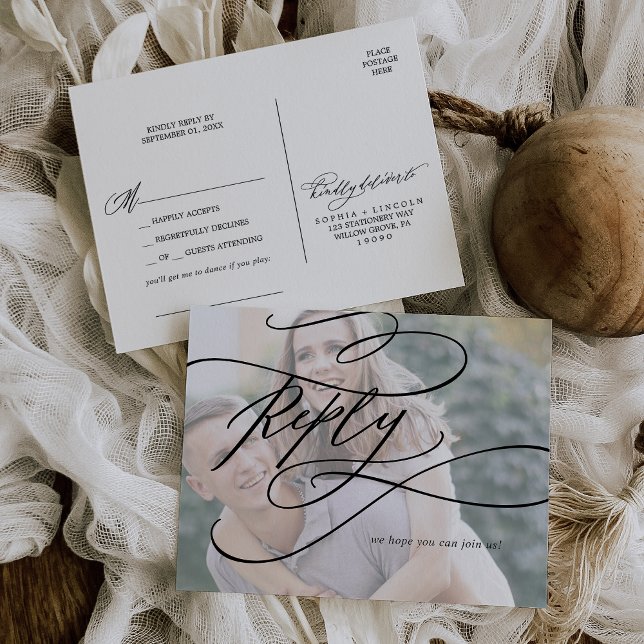 Invitation Carte Postale Calligraphie romantique Demande de chanson RSVP (Créateur téléchargé)