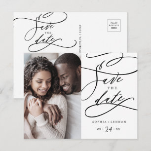 Invitation Carte Postale Calligraphie romantique Flourdir Photo Enregistrer