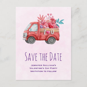 Invitation Carte Postale Camion de l'amour mignon avec cargaison de cœur po