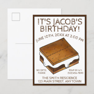 Invitation Carte Postale Campfire S'mores Marshmallow Smores Fête d'anniver