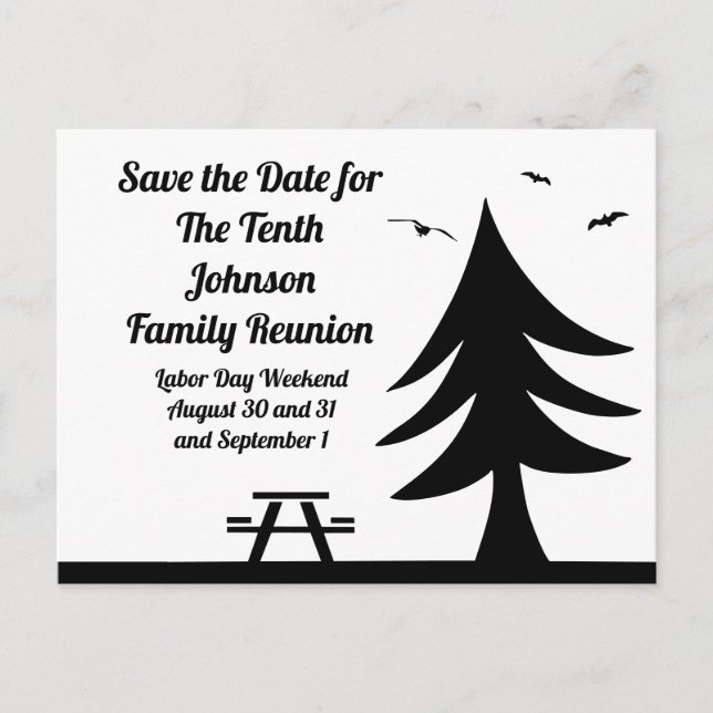 Invitation Carte Postale Camping Famille Reunion Pine Tree Pique-nique Grap (Devant)