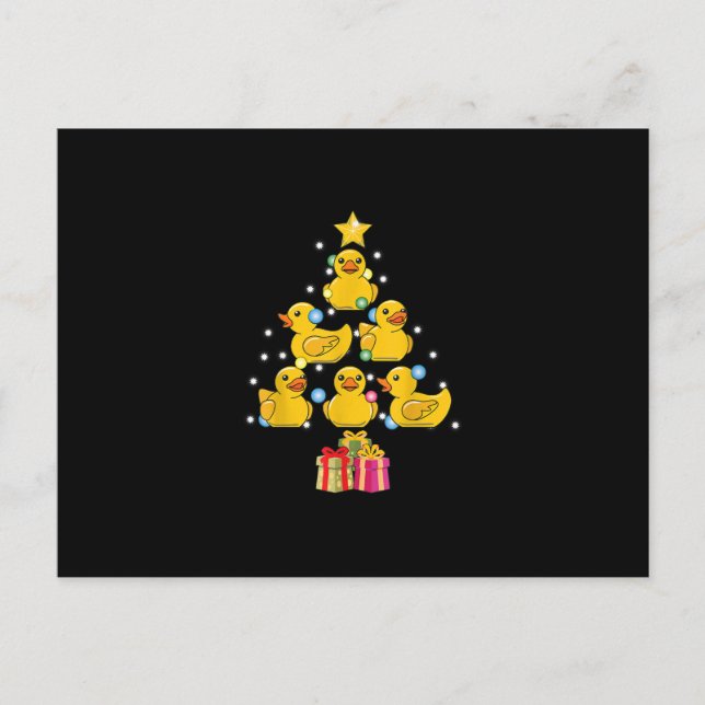 Invitation Carte Postale Canard en caoutchouc Noël Arbre canard canard Noël (Devant)