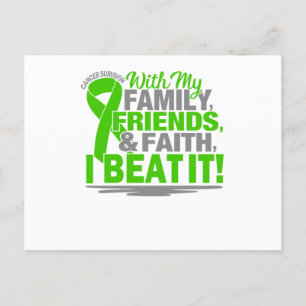 Invitation Carte Postale Cancer Survivor Faith Friends Family Green et Grey
