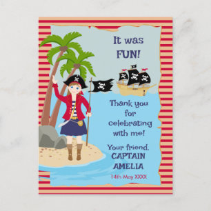 Invitation Carte Postale Capitaine de la fête d'anniversaire du navire pira