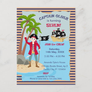 Invitation Carte Postale Capitaine de la fête d'anniversaire du navire pira