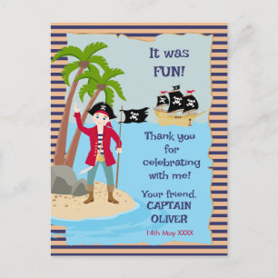 Invitation Carte Postale Capitaine de la fête d'anniversaire du navire pira
