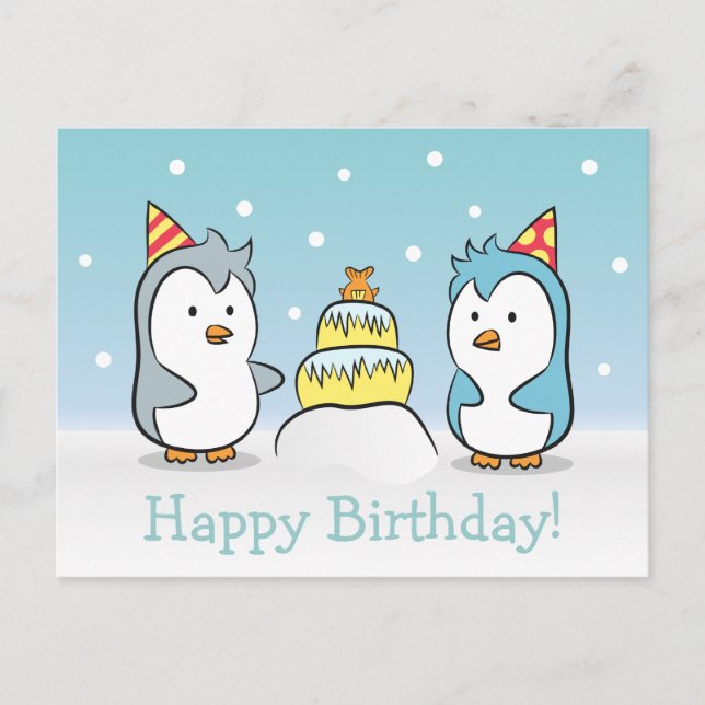 Invitation Carte Postale Caricature mignonne - Célébration d'anniversaire d (Devant)