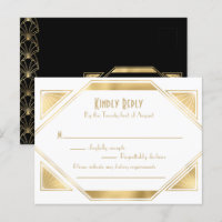 Carton de réponse d'invitation élégant Art Déco Ga