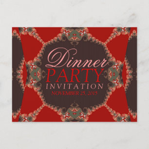 Invitation Carte Postale Carton d'invitation au dîner en batik rouge dentel