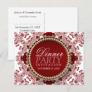 Invitation Carte Postale Carton d'invitation au dîner en dentelle fractale 