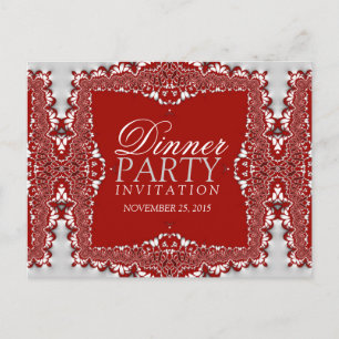 Invitation Carte Postale Carton d'invitation au dîner Satin Argent Broderie