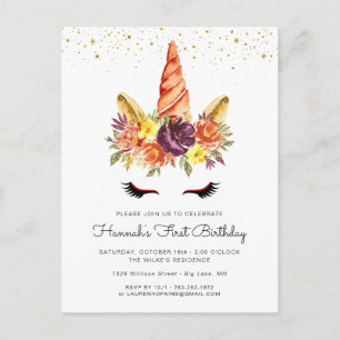 Invitation Carte Postale Carton d'invitation d'anniversaire Floral Automne 