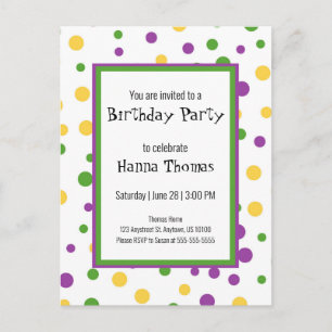 Invitation Carte Postale Carton d'invitation d'anniversaire ludique Mardi G