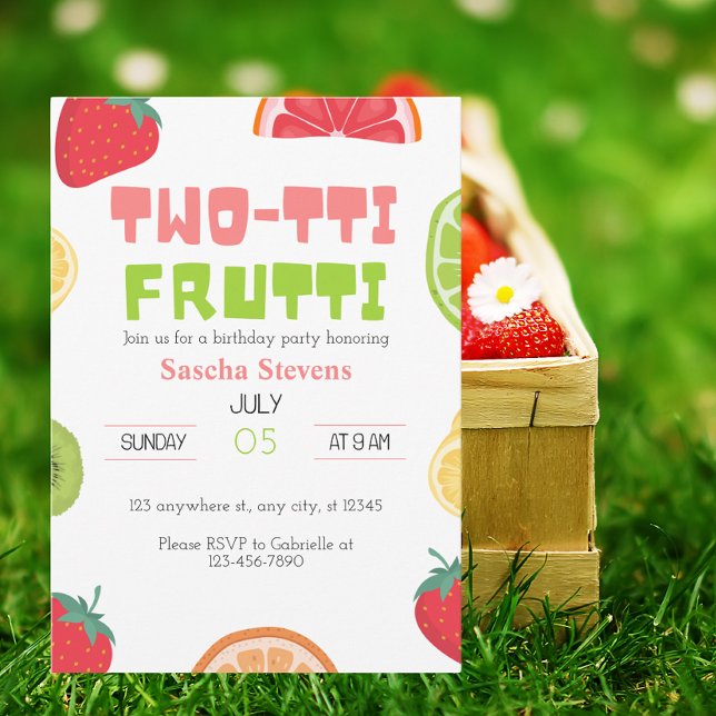 Invitation Carte Postale Carton d'invitation d'anniversaire Two-t ti Frutti (Créateur téléchargé)