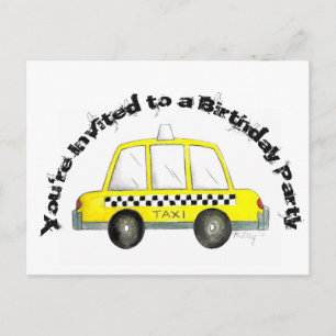 Invitation Carte Postale Carton d'invitation de fête Taxi Jaune de la Ville