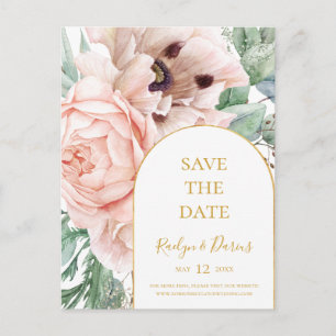 Invitation Carte Postale Carton d'invitation Fleurs Élégantes Rose Jardin "
