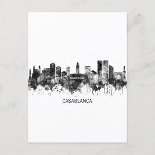 Invitation Carte Postale Casablanca Maroc Skyline BW