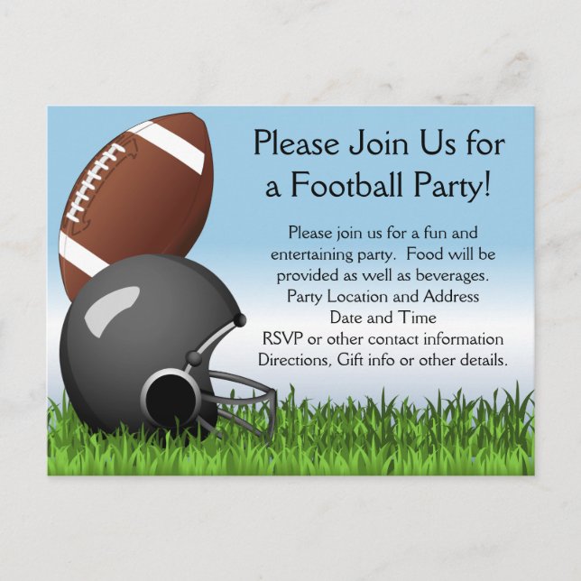 Invitation Carte Postale Casque/balle de football (Devant)