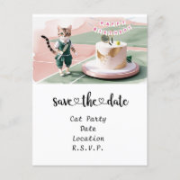 Cat Anniversaire Fête sur le court de tennis