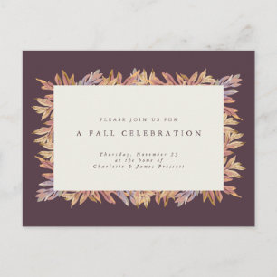 Invitation Carte Postale Célébration d'automne feuilles d'automne simple pr