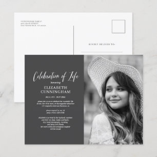 Invitation Carte Postale Célébration de la vie Photo simple et élégante