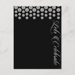 Invitation Carte Postale célébrons l'invitation blanche noire et argent