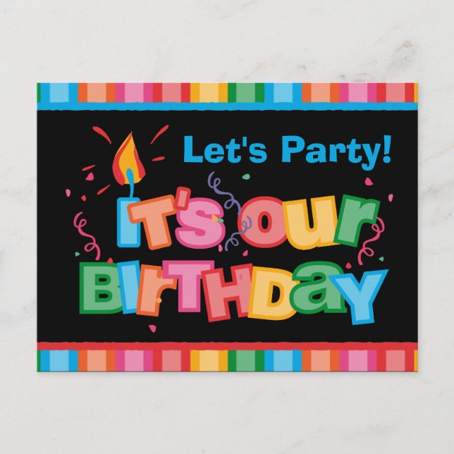 Invitation Carte Postale C'est nos lettres d'anniversaire (Devant)