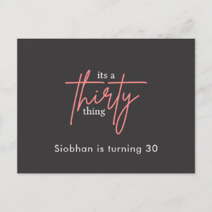 Invitation Carte Postale c'est une trentaine de 30e anniversaire élégant