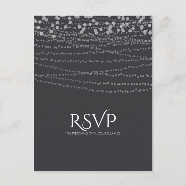 Invitation Carte Postale Chaîne moderne élégante de lumières Mariage RSVP (Devant)