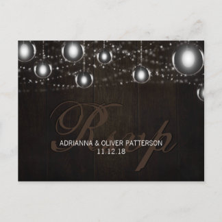 Invitation Carte Postale Chaîne Rustique En Bois Des Lumières Mariage RSVP