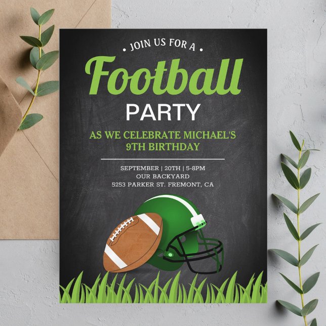 Invitation Carte Postale Chalkboard Sports Enfants Football fête d'annivers (Créateur téléchargé)