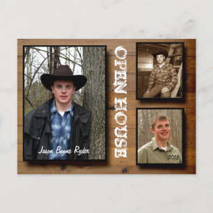 Invitation Carte Postale Chambre ouverte en bois de pays