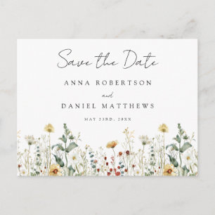 Invitation Carte Postale Champ Fleur sauvage d'été Enregistrer la date Cart