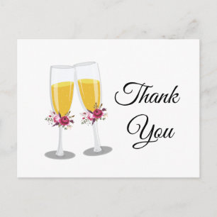 Invitation Carte Postale Champagne Brunch et Bubbly vous remercient