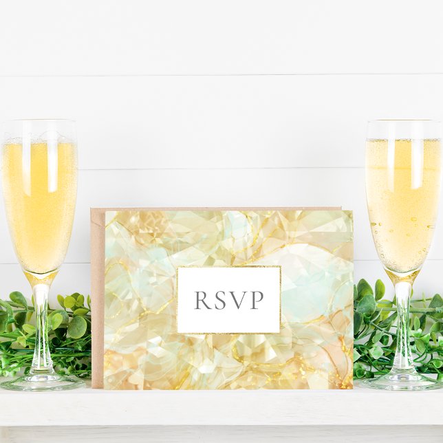 Invitation Carte Postale Champagne Burst Crystal Gemstone Wedding RSVP (Créateur téléchargé)