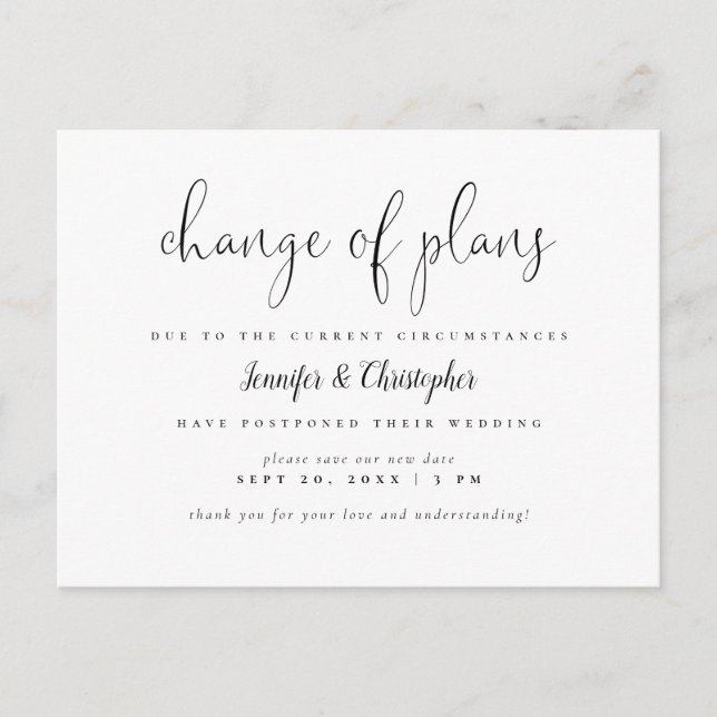 Invitation Carte Postale Changement Simple De Plans Scénario Report De Mari (Devant)