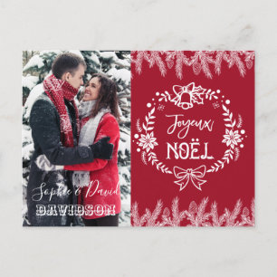 Invitation Carte Postale Charme JOYEUX NOËL Typographie Pine Photo