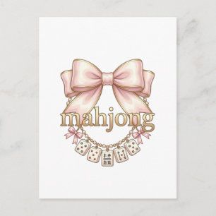 Invitation Carte Postale Charme Mahjong Rose Féminin pour Femmes