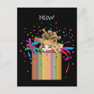 Invitation Carte Postale Chat Peek-a-Boo dans une boîte