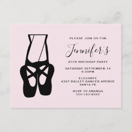 Invitation Carte Postale Chaussons Bleu Noir En Pointe Anniversaire