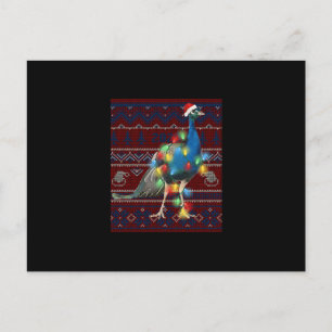 Invitation Carte Postale Chemise de Noël Pailletée Paon Amoureux de Chèvre