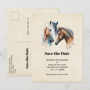 Invitation Carte Postale Chevaux élégants Mariage du Boho Occidental Enregi