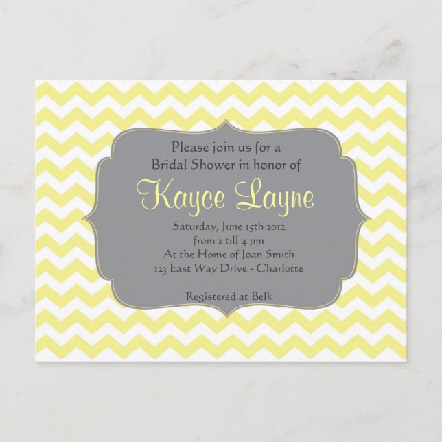 Invitation Carte Postale Chevron jaune vintage (Devant)