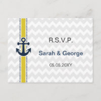 chevron rayures, ancre, mariage nautique rsvp