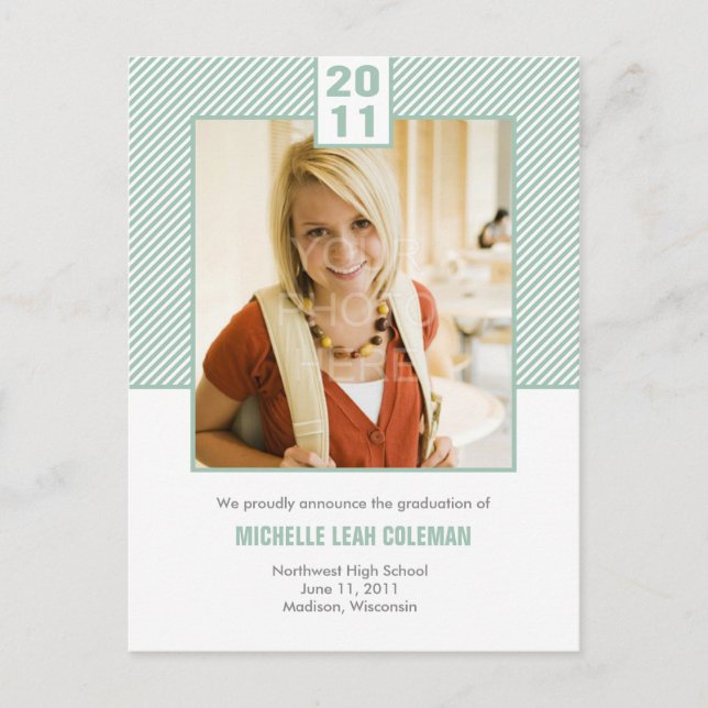 Invitation Carte Postale Chic Diagonals Graduation Faire-part/Invitation (Devant)