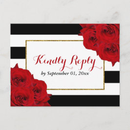Invitation Carte Postale Chic Moderne Luxe Mariage Collection - Roses rouge