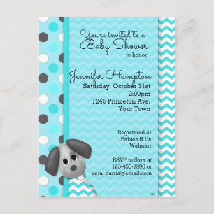 Invitation Carte Postale Chien Chien Chien Chien Turquoise Baby shower Cart