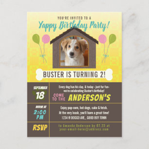 Invitation Carte Postale Chien Fête d'anniversaire Chien Maison et Patrouil