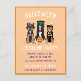 Invitation Carte Postale Chiens de la fête du costume d'Halloween